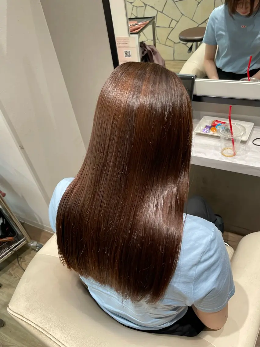 ロング パーマ カット 縮毛矯正 トリートメント k-twoたき✨艶感 カラー／美髪矯正のヘアスタイル