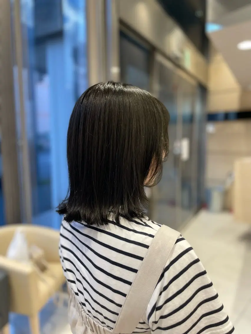 ミディアム カラー オリーブカラー クロスパーマ/うる艶 カラー/Kurumiのヘアスタイル