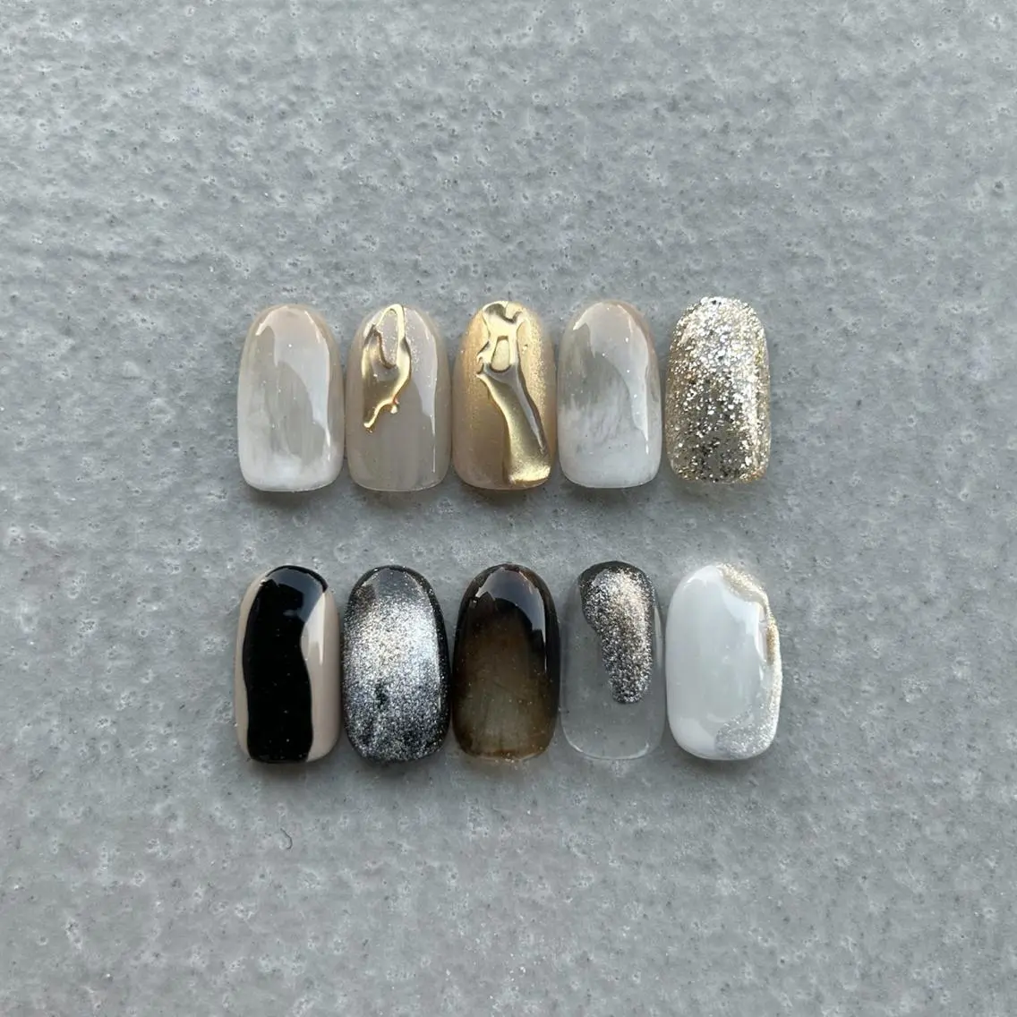 ネイル ブラウン カジュアル 氷ネイル・うるうるネイル キラキラネイル マグネットネイル ハンドネイル ハンドケア lylynail YUUKAのネイルデザイン