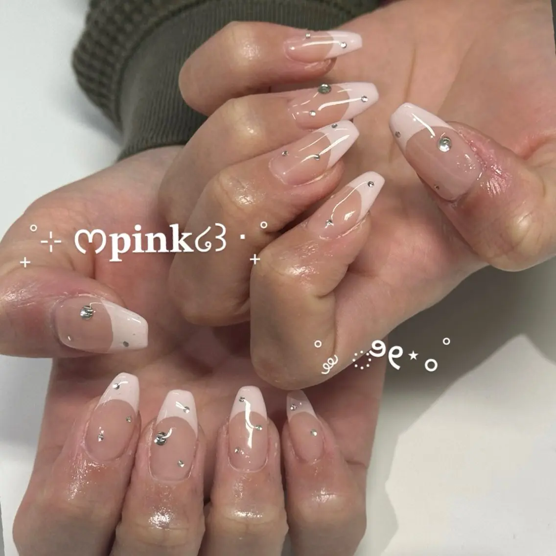 ネイル フレンチネイル ピンク ハンドネイル WOLTOKYO渋谷 yunaのネイルデザイン