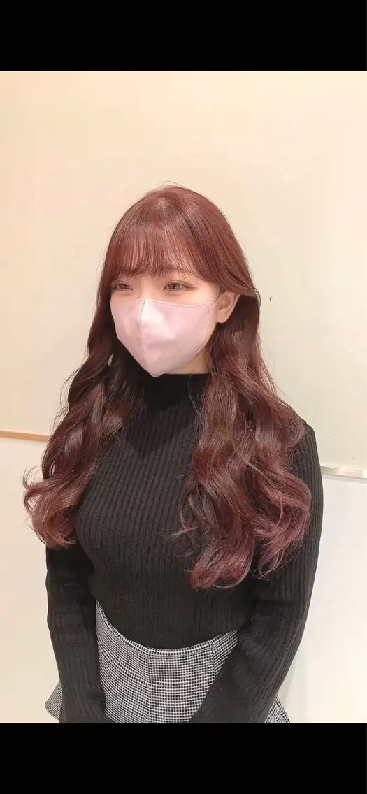 ロング カラー ブラウンカラー ピンクカラー ピンクブラウン カット ヘアカラー トリートメント ヘッドスパ ヘアセット 韓国ヘア/レイヤー/ 顔まわり/りょーとのヘアスタイル