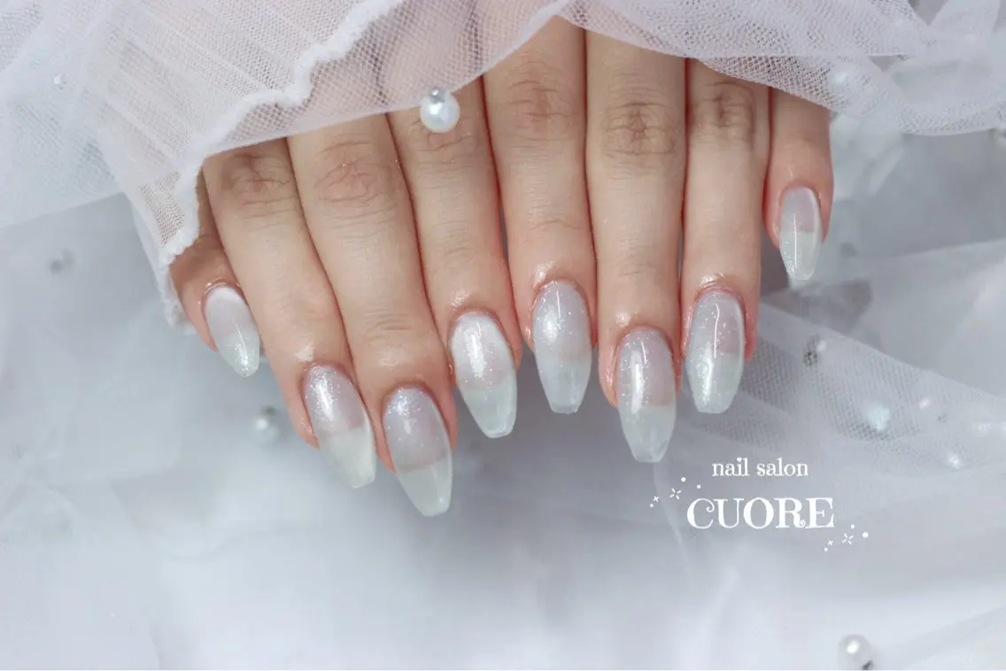 ネイル 水色 マグネットネイル ワンカラーネイル シンプルネイル 夏ネイル ハンドネイル nail salon CUOREのネイルデザイン