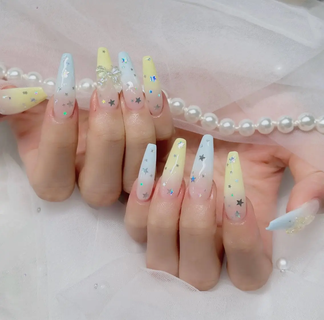 ネイル アートネイル 長さ出し ジェルネイル グラデーション マグネットネイル Mi nailsのネイルデザイン