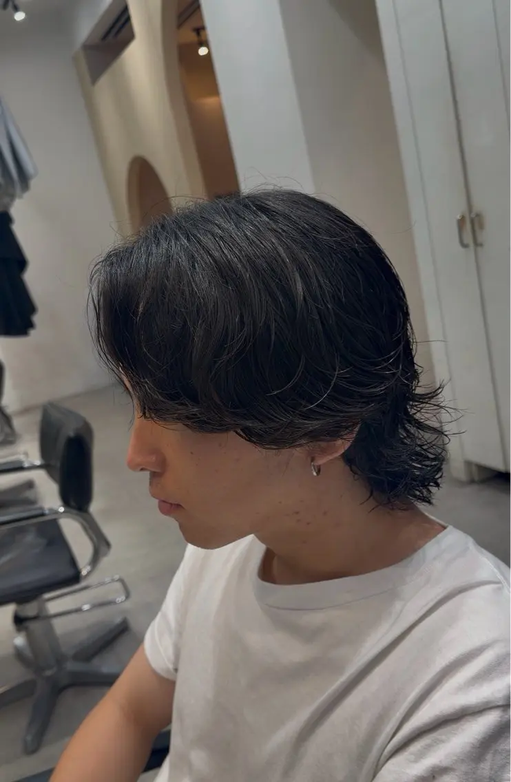 ミディアム パーマ メンズ カット fifth 菅崎愛斗のヘアスタイル