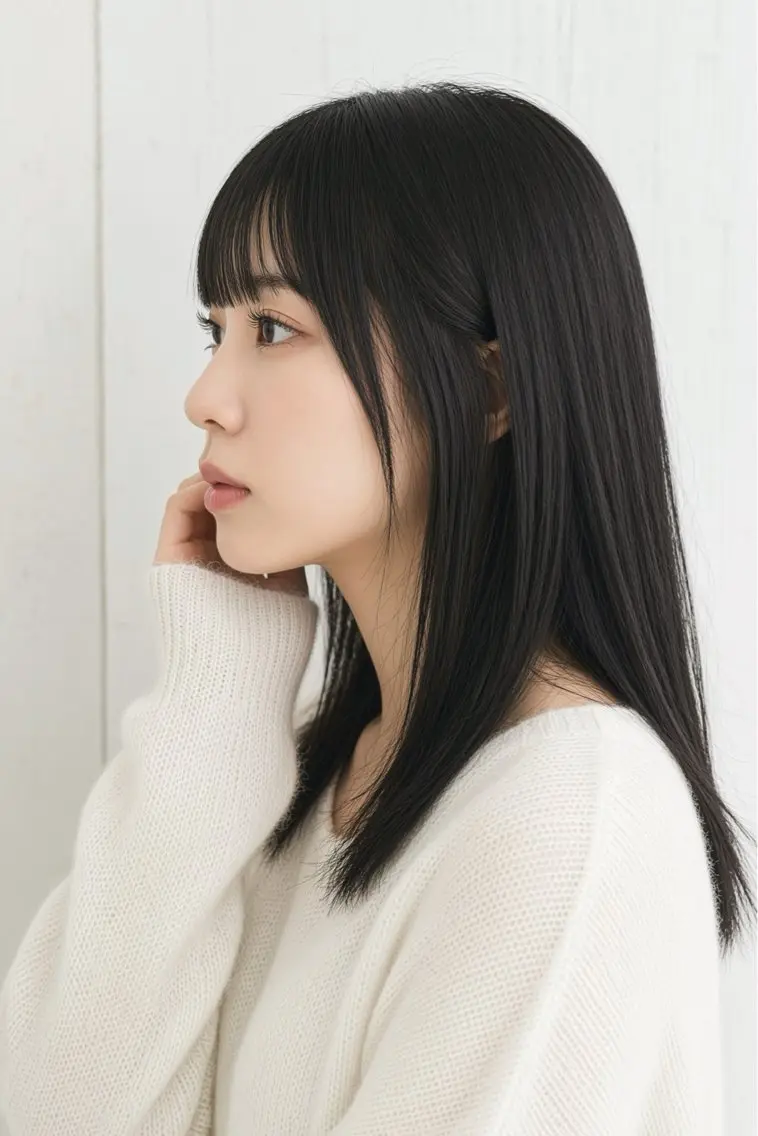 セミロング 顔周りカット レイヤーカット シースルーバング 石沢 知康 丁寧カウンセリングのヘアスタイル