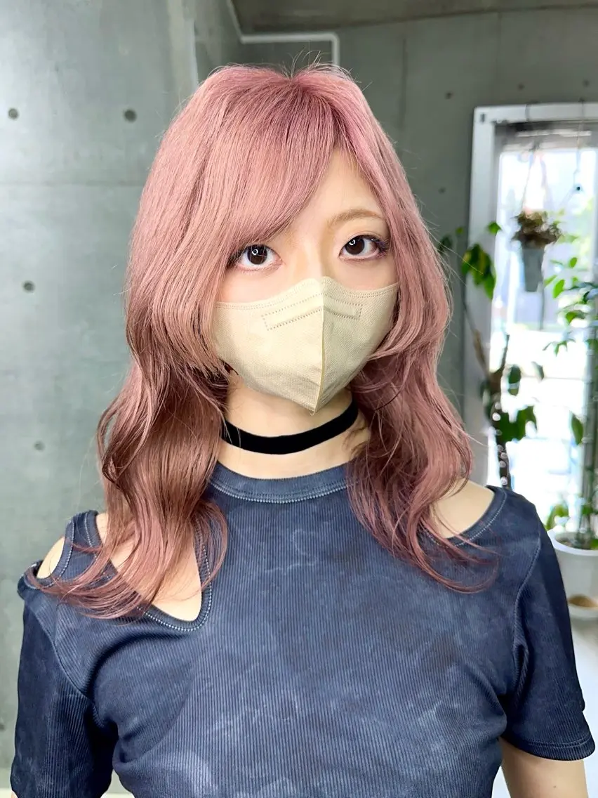 ミディアム カラー ハイトーンカラー ピンクカラー ヘアカラー トリートメント Kazu 🌠名古屋 ハイトーン/レイヤーのヘアスタイル