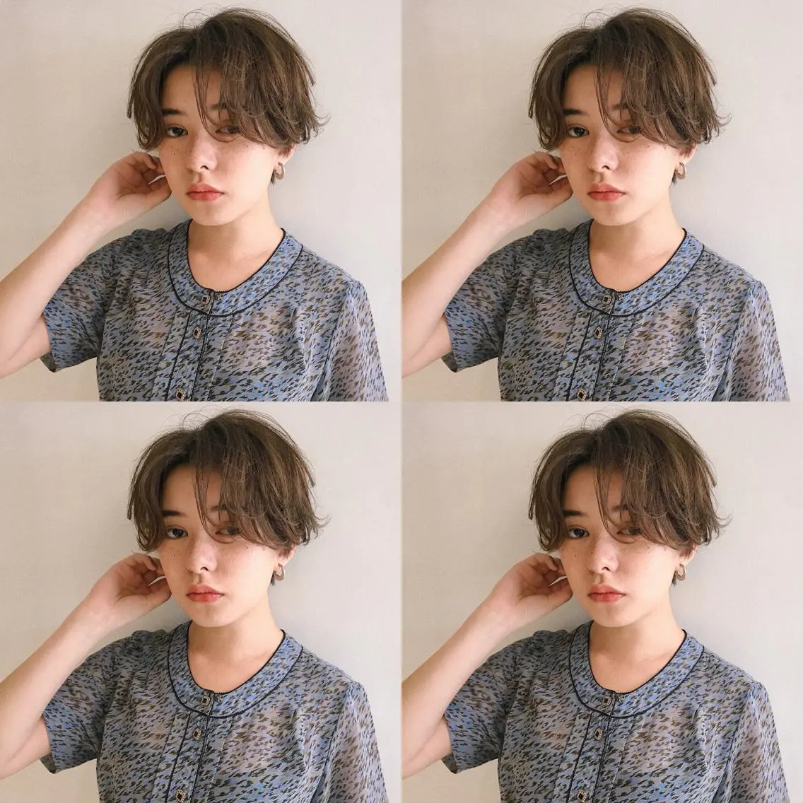 ショート カラー パーマ ヘアアレンジ ハンサムショート ショートヘア 小顔カット カット ヘアセット 松田 亮葉のヘアスタイル