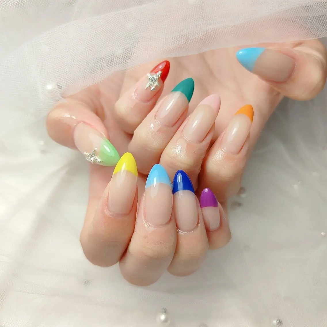 ネイル フレンチネイル パステルネイル ハンドネイル yuru calon nailのネイルデザイン