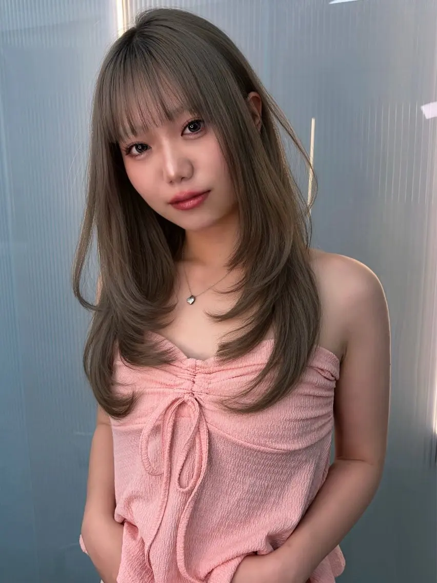 セミロング カラー 透明感カラー オリーブカラー 韓国風ヘア レイヤーカット カット トリートメント saya🍀/透明感 カラー/ヘアセットのヘアスタイル