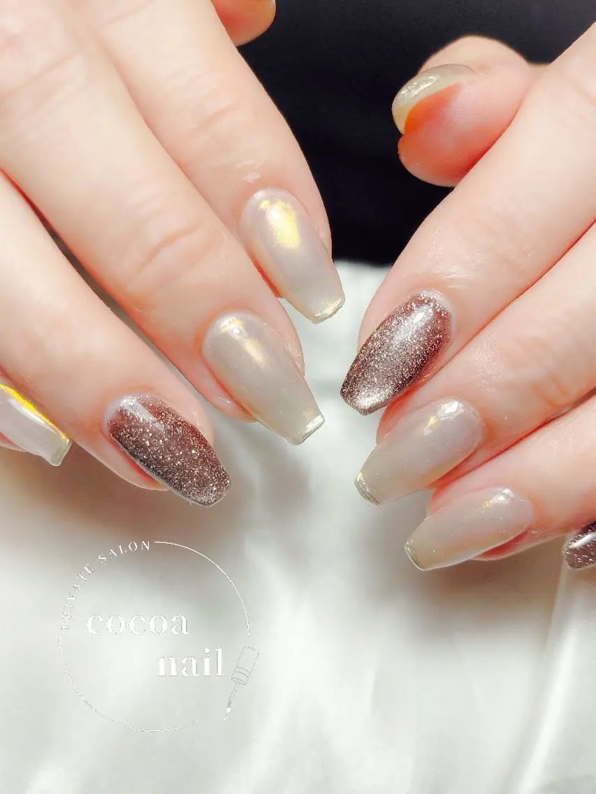 ネイル 氷ネイル・うるうるネイル ミラーネイル ハンドネイル cocoa nail 　mayaのネイルデザイン