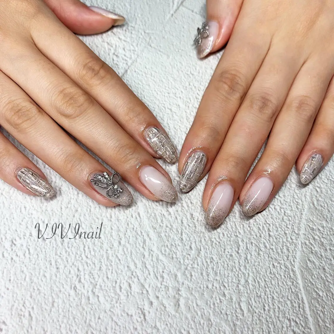 ネイル ラメ(グリッター) ラメグラデーション ツイードネイル ハンドネイル vivi nailのネイルデザイン