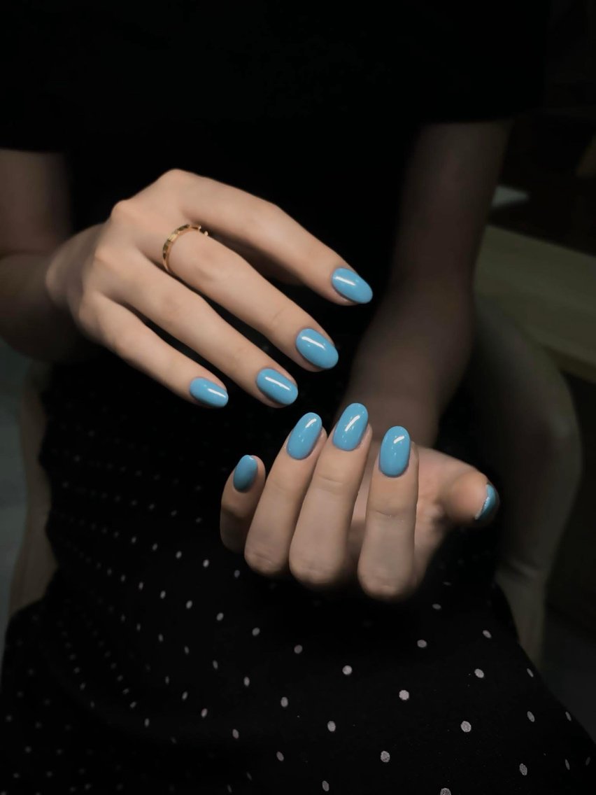 ネイル オーロラネイル 氷ネイル・うるうるネイル 韓国ネイル 水色 夏ネイル ハンドネイル キラキメ 博多nail💅のネイルデザイン