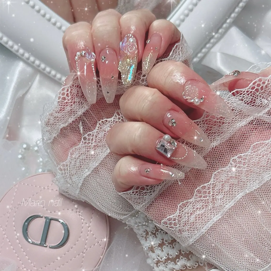 ネイル オーロラネイル チークネイル 春ネイル ハンドネイル Marin nailのネイルデザイン