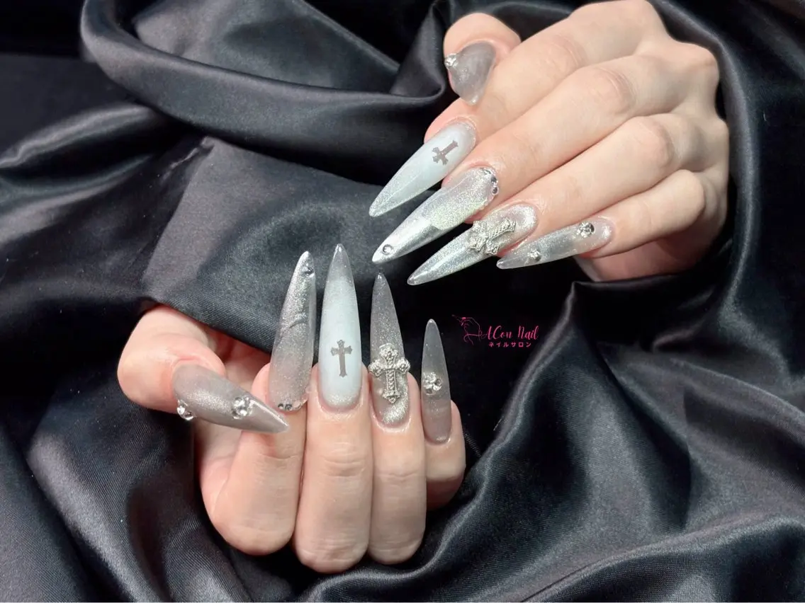 ネイル 桜ネイル 長さ出し フラワーネイル フレンチネイル ジェルネイル ハンドネイル ACon NailSalonのネイルデザイン