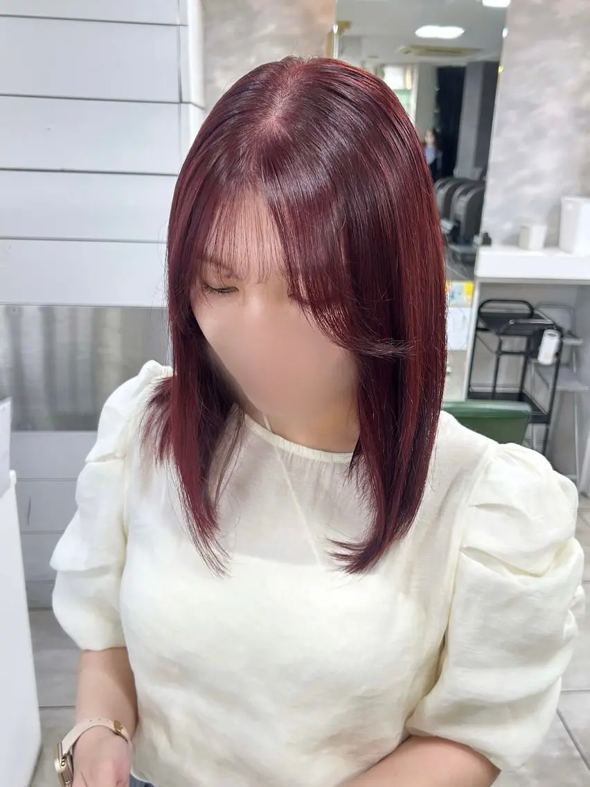 セミロング カット ヘアカラー レイヤー/艶髪カラー 森本くるみのヘアスタイル