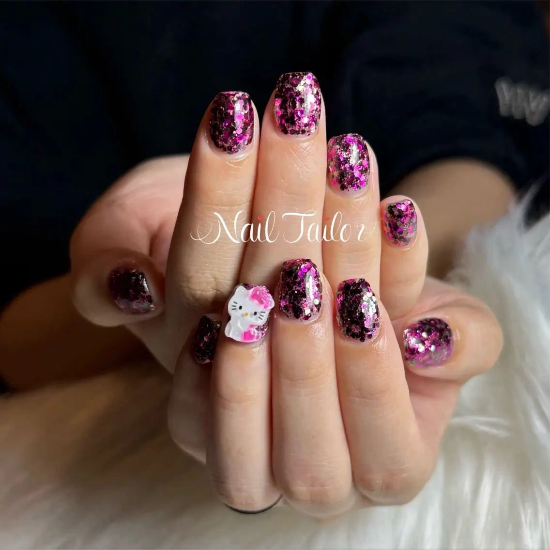 ネイル 長さ出し ホログラムネイル キラキラネイル ワンカラーネイル ピンク ハンドネイル NailTailor ネイルテイラーのネイルデザイン