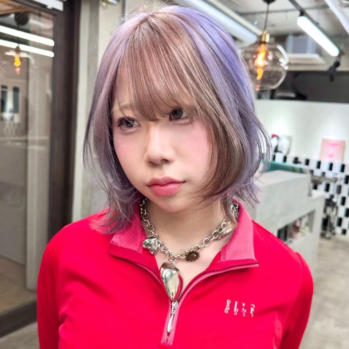 セミロング カラー パーマ ヘアアレンジ メンズ キッズ メンズブリーチ ブリーチ ブラウンカラー デザインカラー ラベンダーカラー 💖オタク美容師 ꒰ঌ♡モモ♡໒꒱のヘアスタイル
