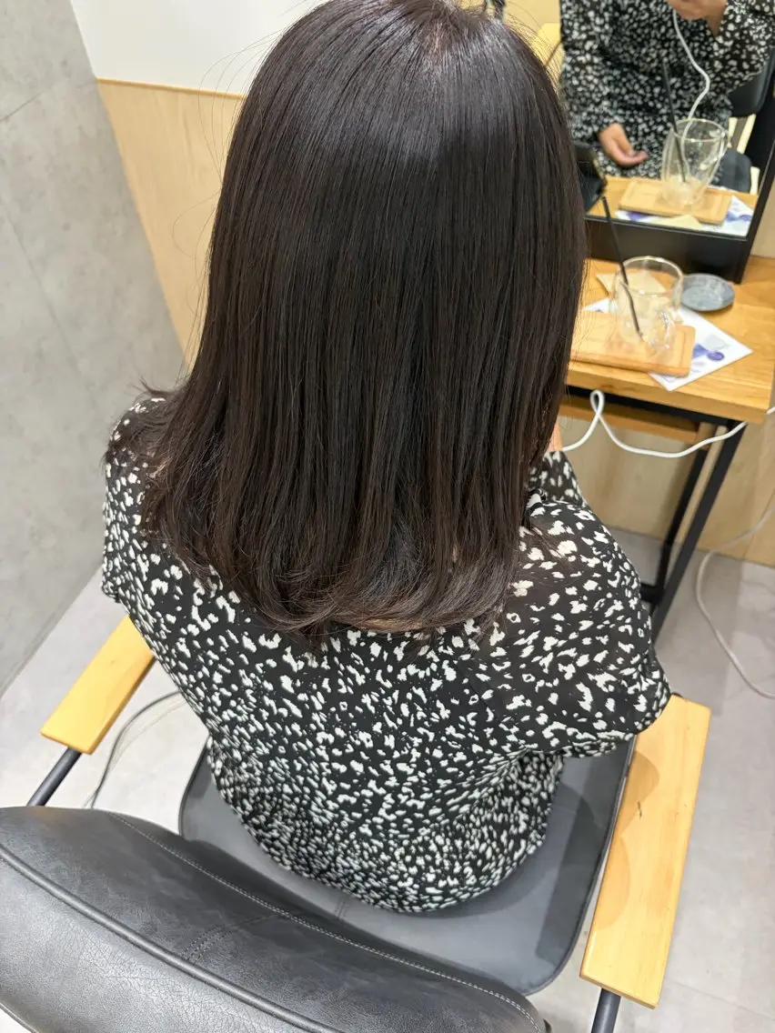 ミディアム ヘアカラー トリートメント 透明感/ダブルカラー /岡山駅/ゆうのヘアスタイル