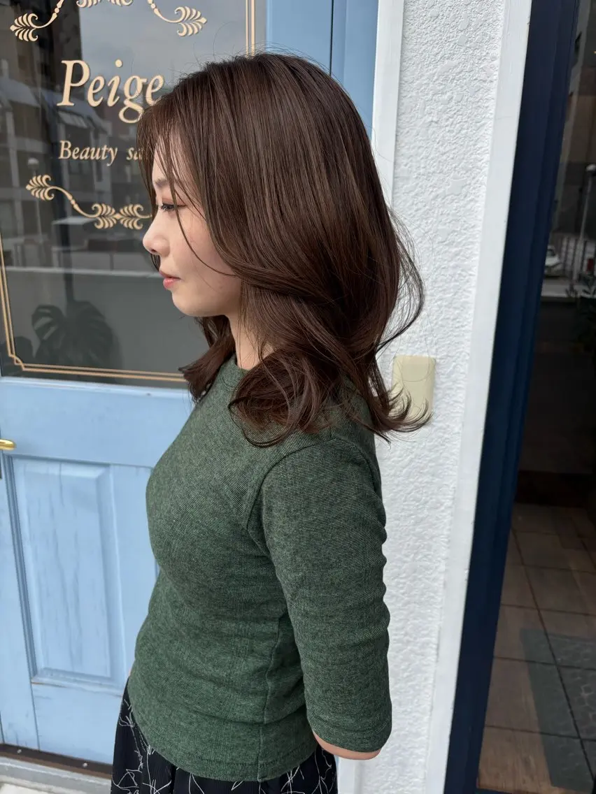 セミロング レイヤーカット カット ヘアカラー トリートメント peige 斉藤✨大人ヘアー✨のヘアスタイル