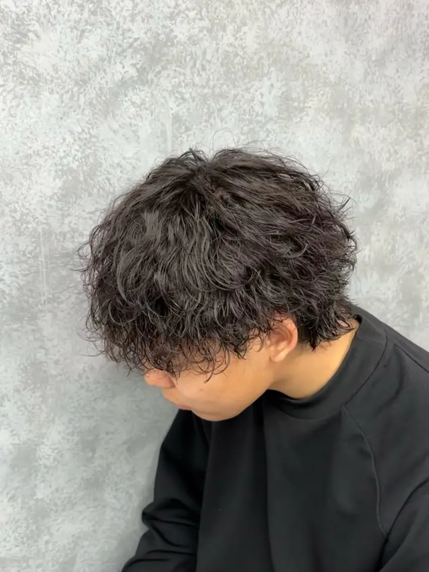パーマ メンズ カット パーマ ✅シャドウ/フェザー パーマメンズりつきのヘアスタイル