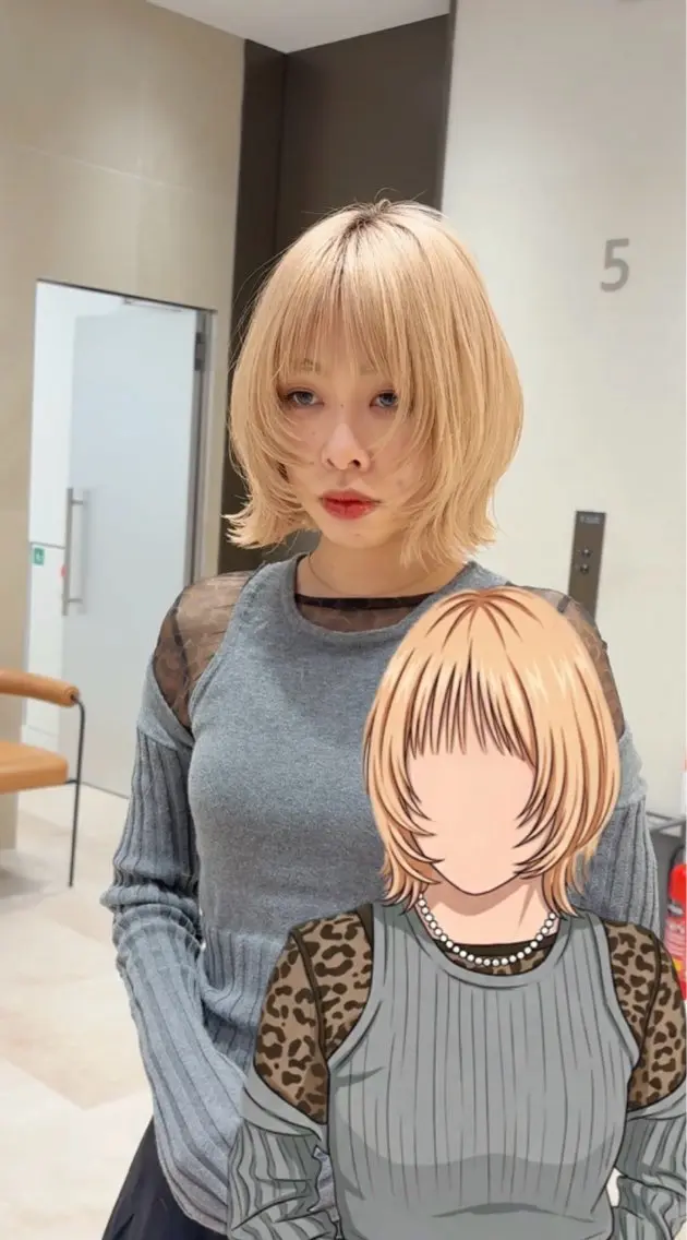 ショート カラー ボブレイヤー ブリーチ ボブ レイヤーカット 泉愛美/銀座美容師 /暖色カラー/ボブのヘアスタイル
