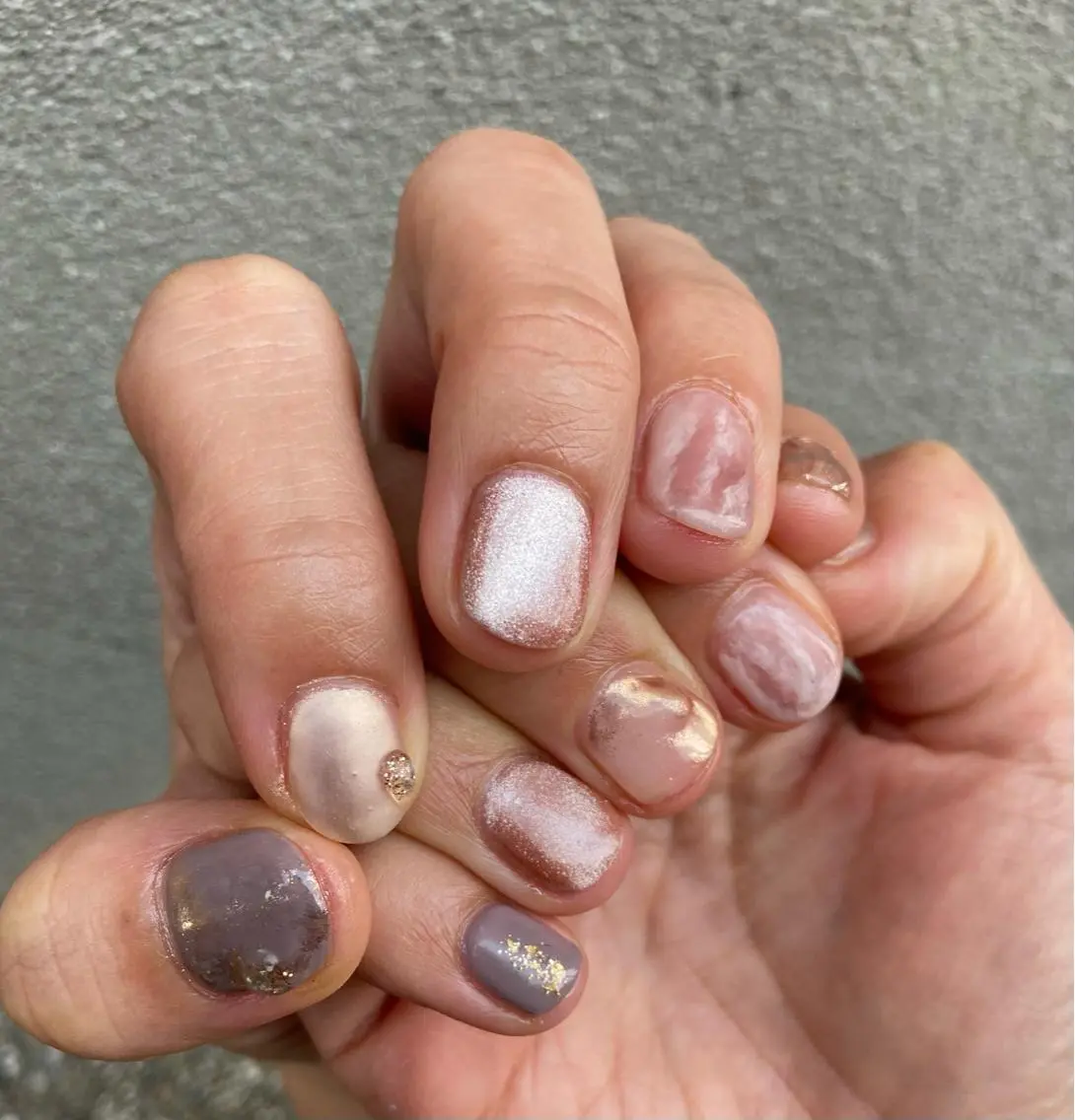 ネイル マットネイル ミラーネイル ニュアンスネイル ショートネイル . unffのネイルデザイン