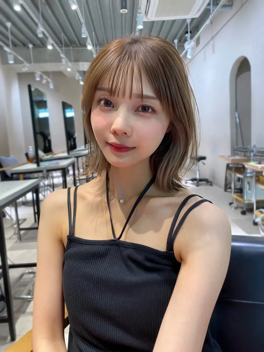 ミディアム 切りっぱなしボブ ボブ 栗原 瑞稀のヘアスタイル