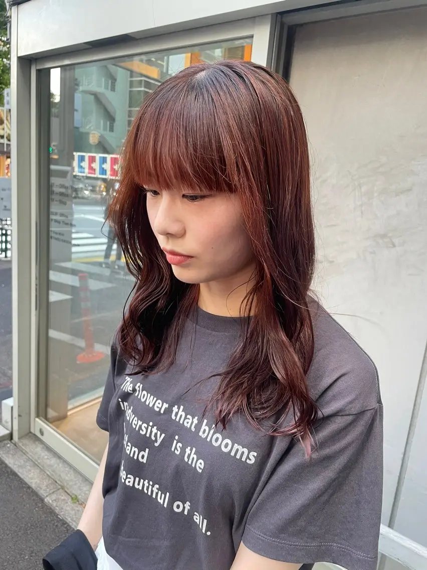 ミディアム カラー 大人っぽ♡上品な暖色 ♡ブリーチなし♡のヘアスタイル