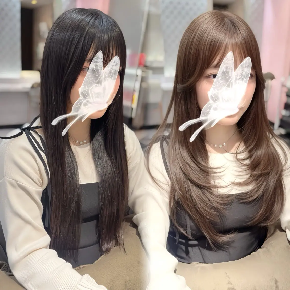 ロング カラー カット ヘアカラー トリートメント レイヤー/髪質改善 縮毛/ハッシュカットのヘアスタイル