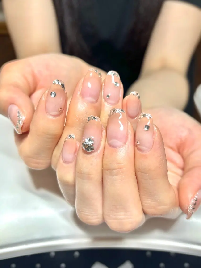 ネイル フレンチネイル ガラスフレンチ ハンドネイル 早川 理沙のネイルデザイン