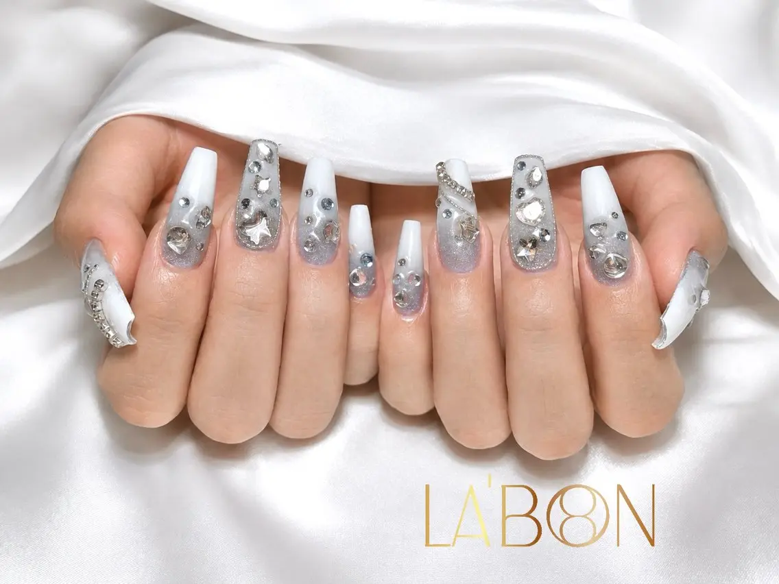 ネイル アートネイル ジェルネイル キラキラネイル 韓国ネイル ロングネイル Labon Nails Artのネイルデザイン