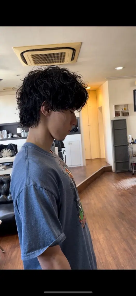 ミディアム パーマ メンズ メンズウルフカット ウルフカット パーマが得意な【最高 悠斗】のヘアスタイル