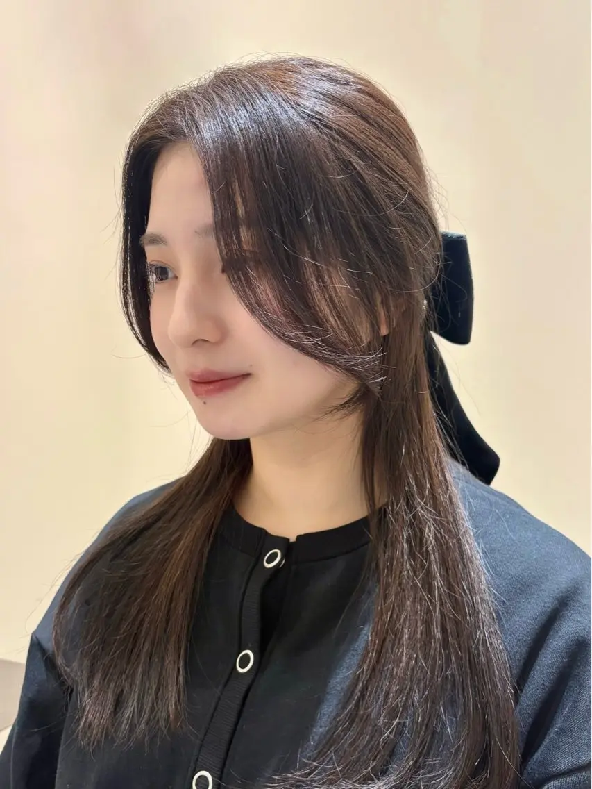 ロング 顔周りカット 韓国風ヘア カット トリートメント 顔周り/レイヤー カット🎀ヒラバルのヘアスタイル