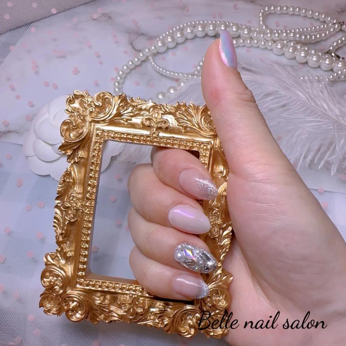 ネイル オーロラネイル フットネイル グラデーション 韓国ネイル ラメ(グリッター) Belle nail salon 新小岩のネイルデザイン