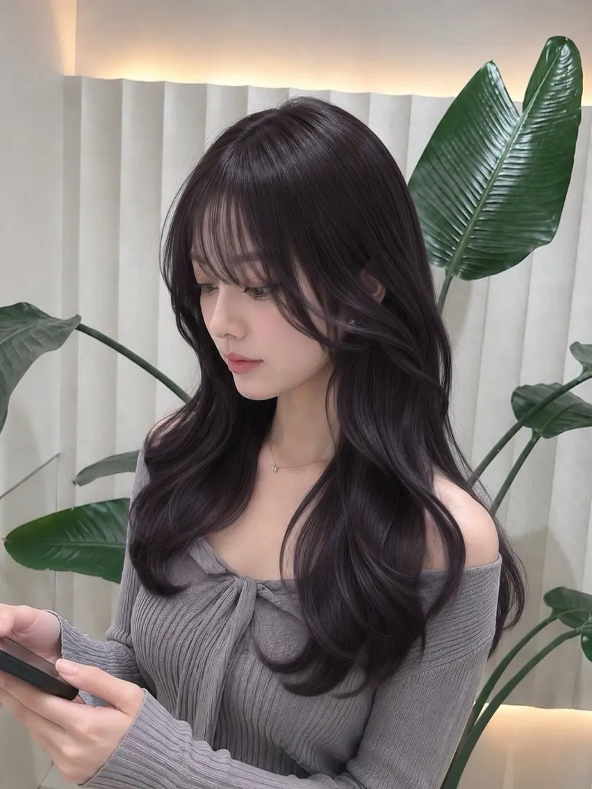 セミロング カラー グレージュ ラベンダーカラー ラベンダーグレージュ ラベンダーグレー ヘアカラー トリートメント ラベンダー💜グレー 🩶暗髪🖤のヘアスタイル