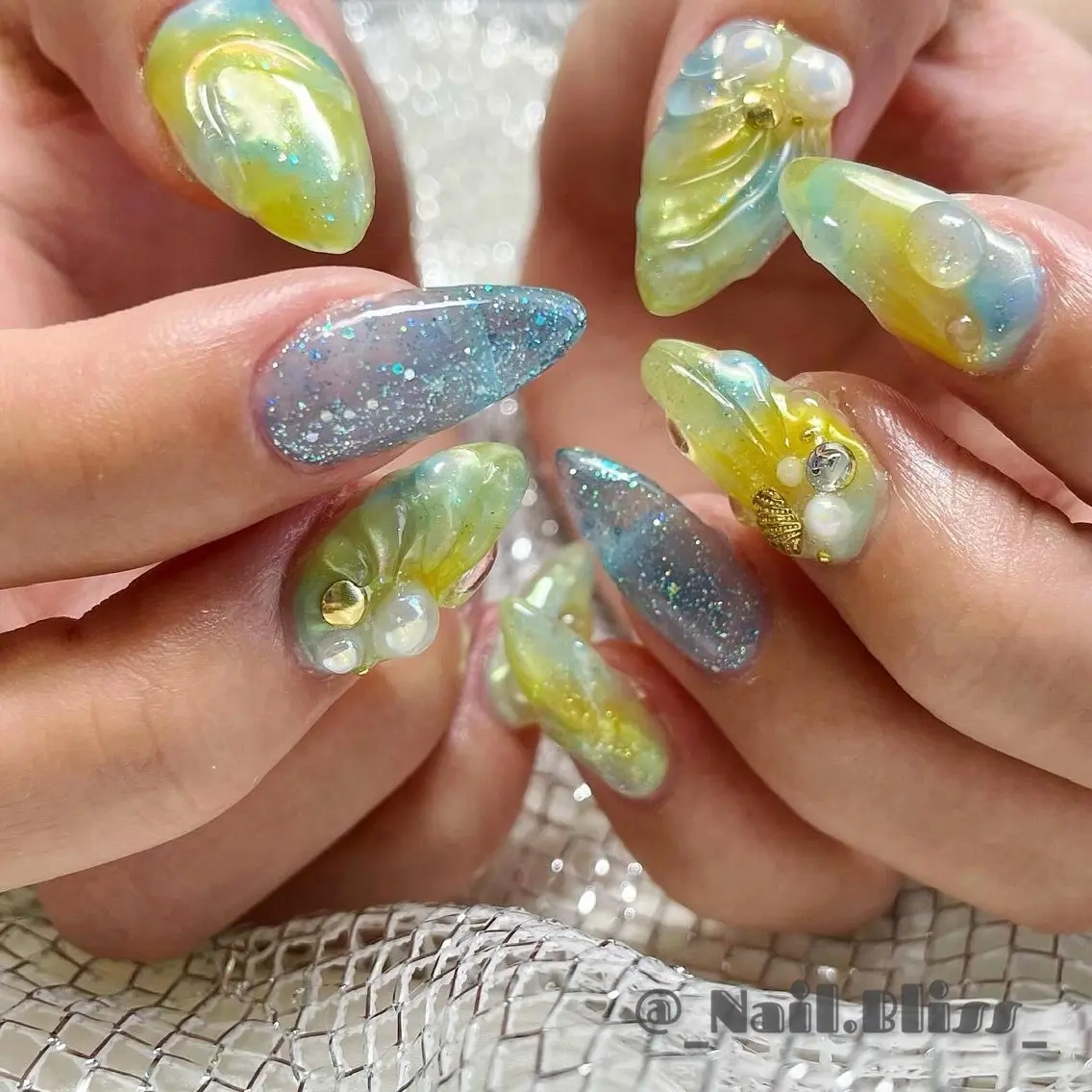 ネイル ぷっくりネイル 夏ネイル ハンドネイル NAIL BLISSのネイルデザイン