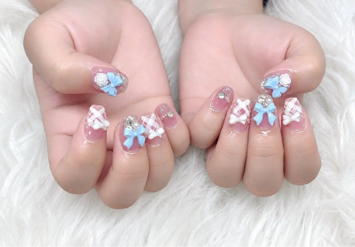 ネイル リボン ハンドネイル MAY NAIL salon高田馬場のネイルデザイン