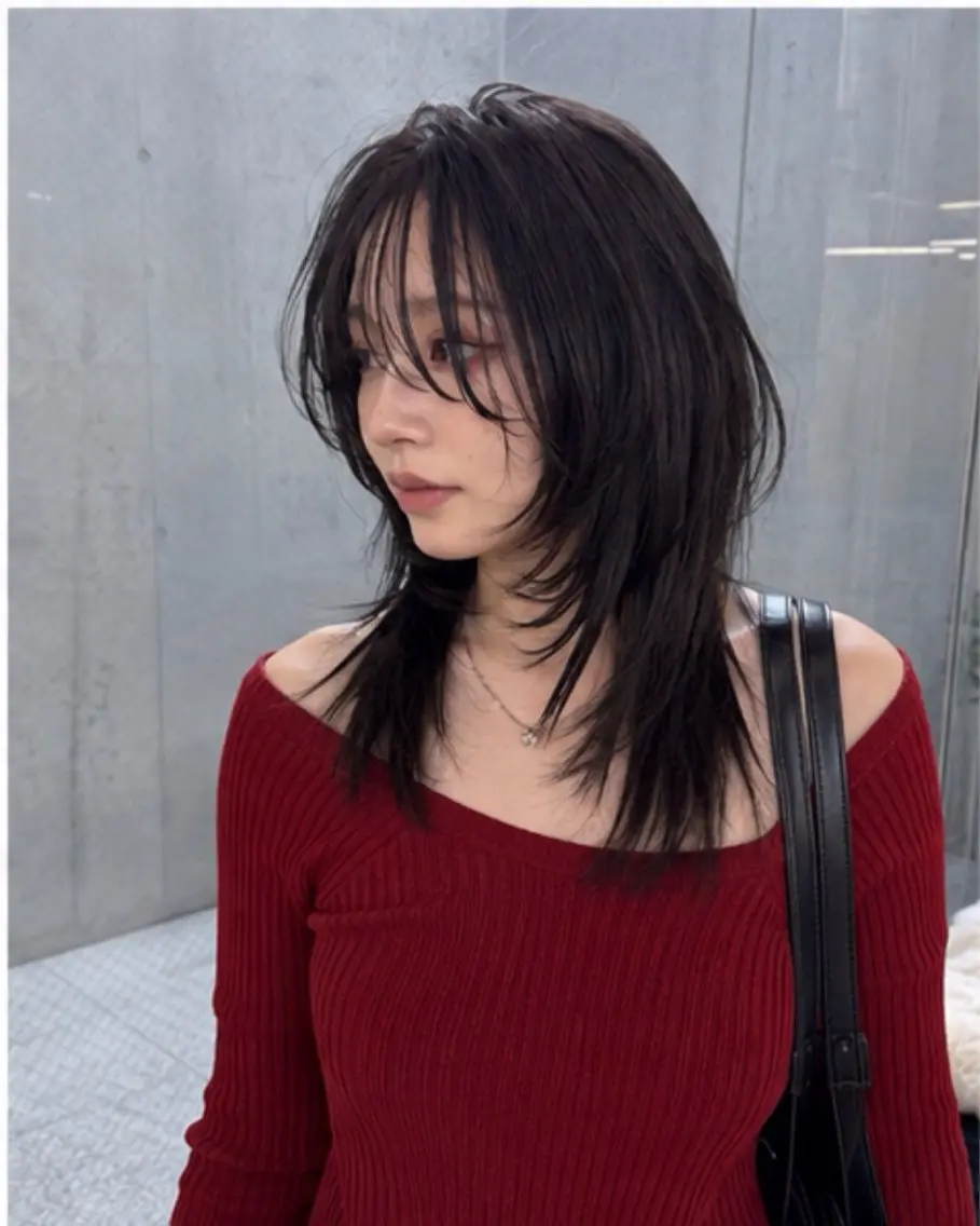 ミディアム ハッシュカット 韓国風ヘア レイヤーカット トリートメント カット トリートメント pia 薬院のヘアスタイル