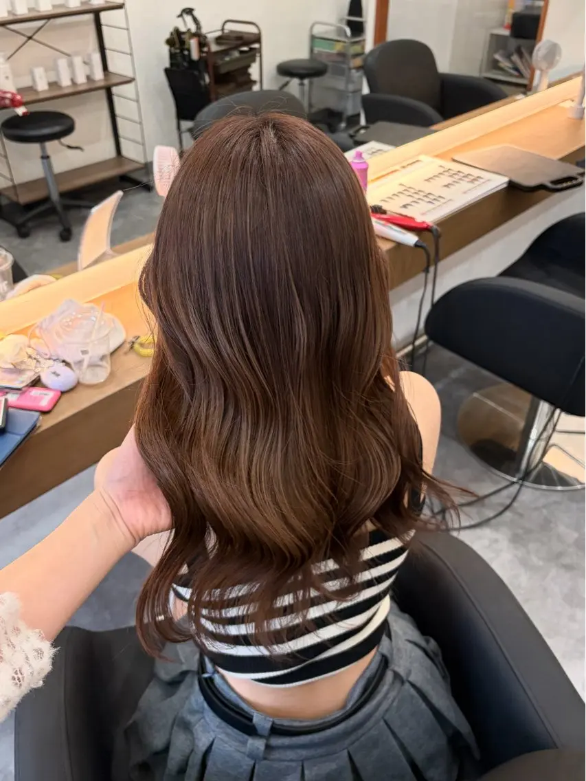 セミロング カラー ヘアアレンジ ブラウンカラー 透明感カラー マロンブラウン ヘアカラー トリートメント 郡山/透明感カラー /馬場アンドレアのヘアスタイル