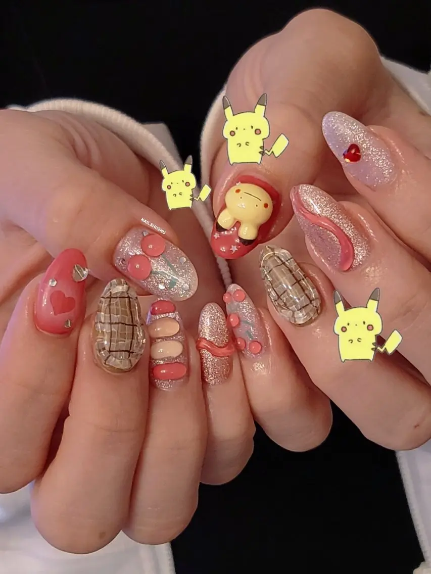 ネイル ハンドネイル 3dパーツ/流行り 👧shushu❤️のネイルデザイン