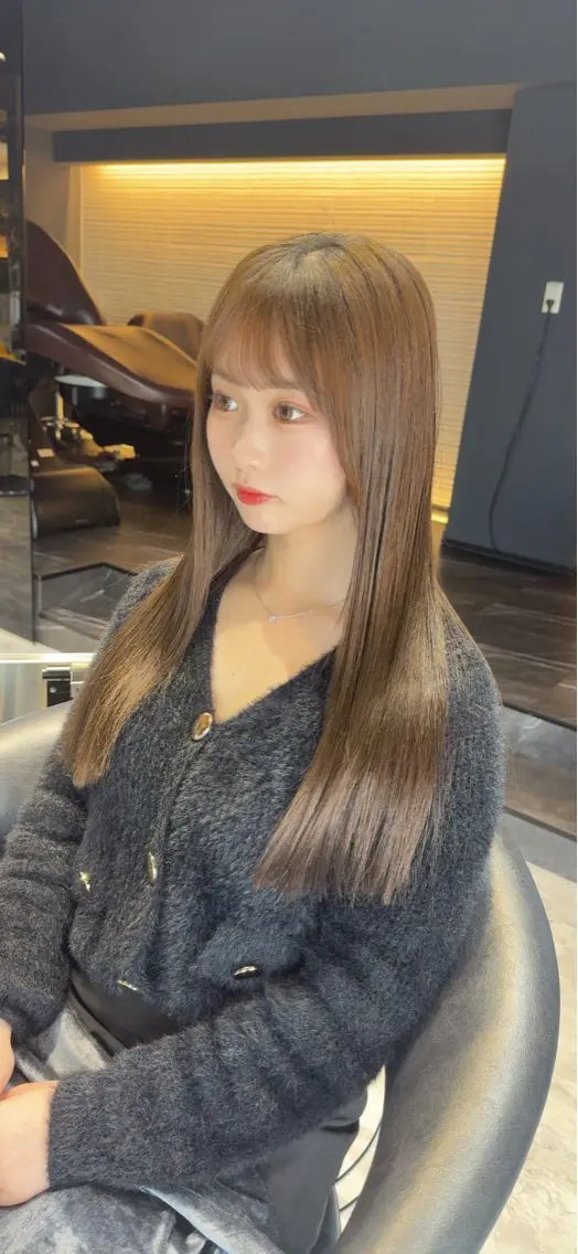 ロング 学生 酸性ストレート ヘアカラー 縮毛矯正 トリートメント 酸性ストレート/ 透明感カラー/中村利のヘアスタイル