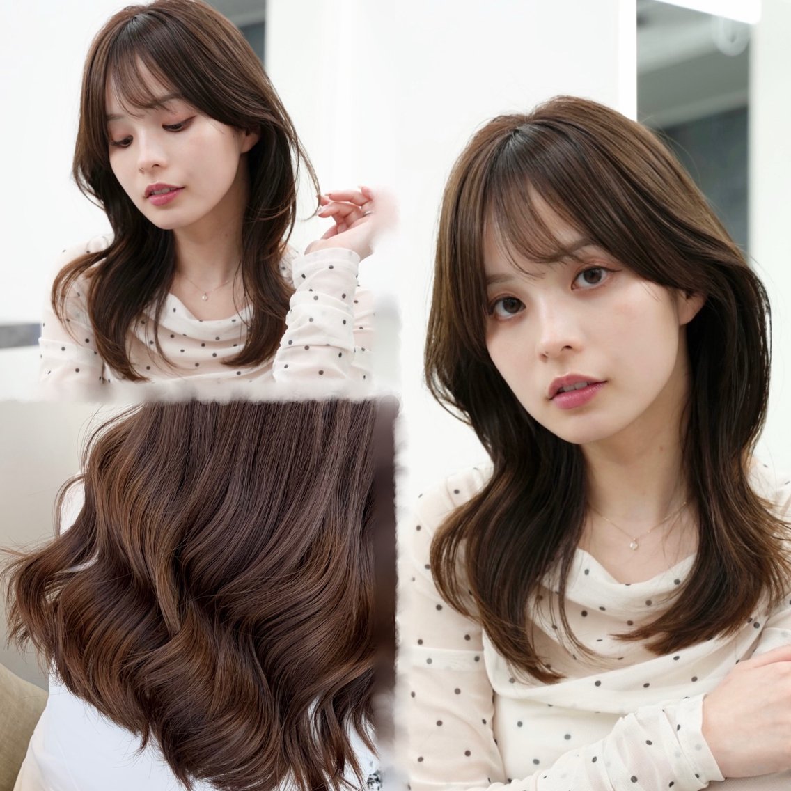 セミロング 韓国風ヘア レイヤーカット 小顔カット カット ヘアカラー トリートメント レイヤー🩶オリーブ /透明感/Miuのヘアスタイル