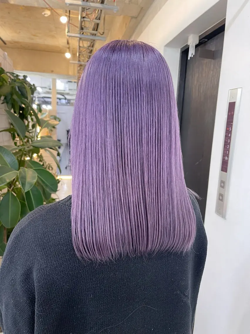 ミディアム カラー ラベンダーカラー パープルカラー ヘアカラー トリートメント AiM 大名　似合わせカットのヘアスタイル