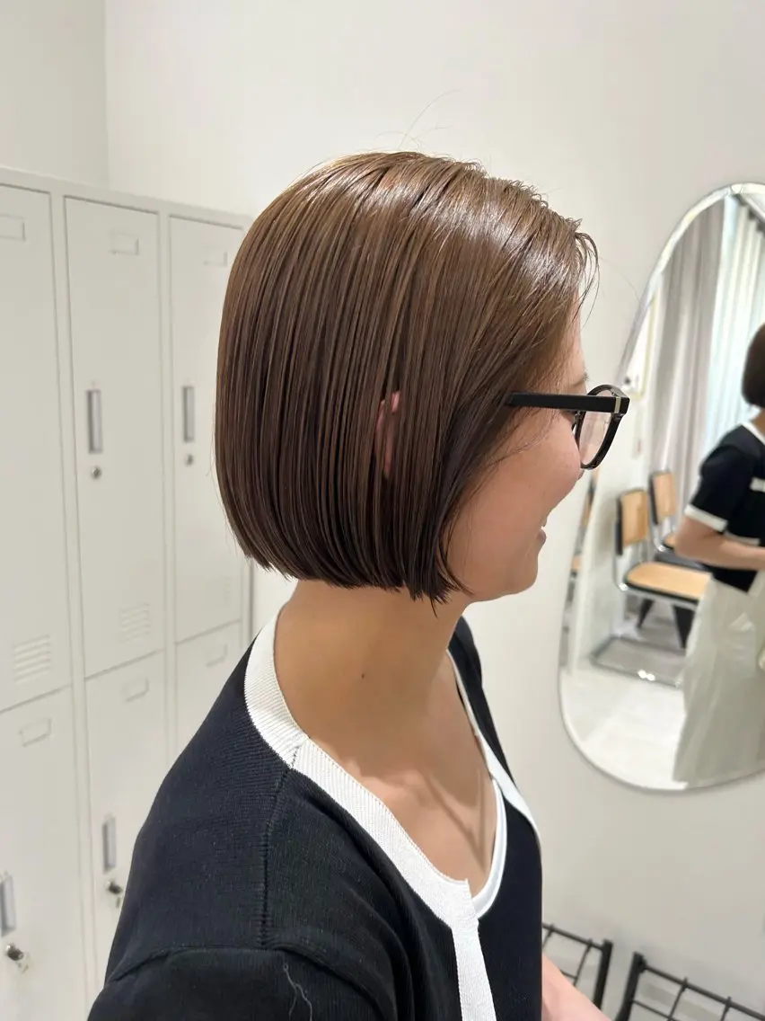 ショート ボブ ベージュ/ヘアセット 透明感/♡来村 瑚春のヘアスタイル