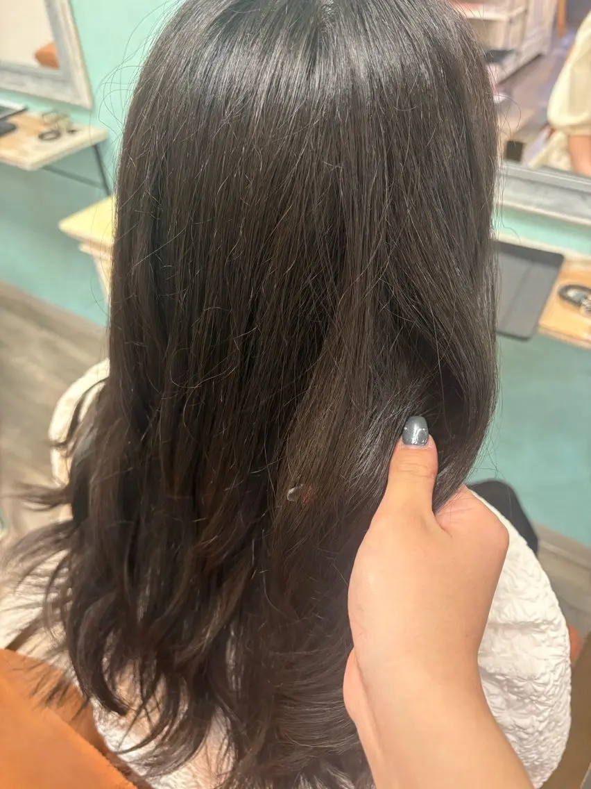 セミロング カラー 黒髪 ERII /伏見 カットモデル募集中!のヘアスタイル