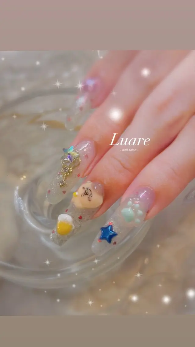 ネイル ジェルネイル パラジェル ストーンネイル ハンドネイル NailSalon Luare 大阪本町のネイルデザイン