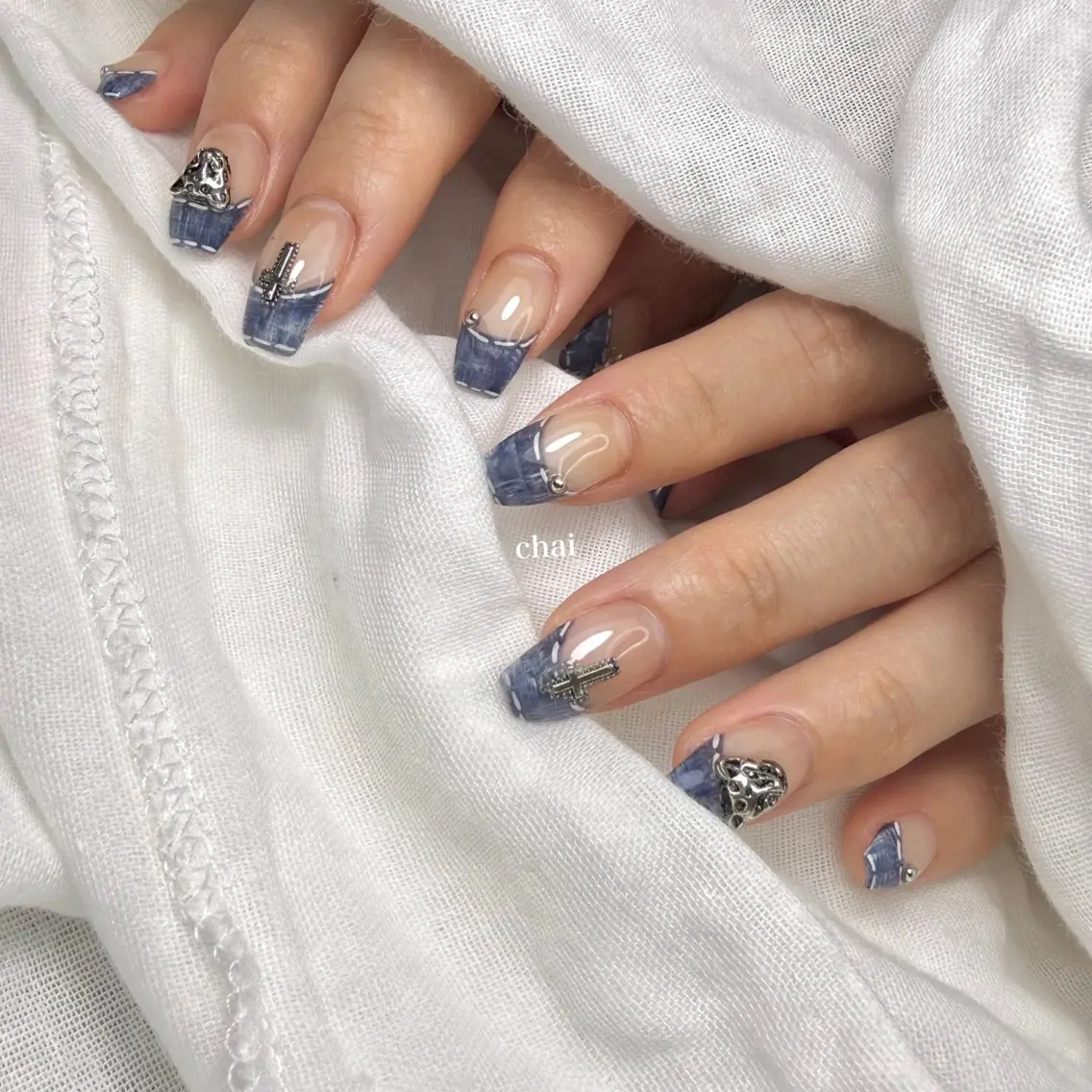 ネイル ブルー ハンドネイル chai nail + eye📍鶴橋のネイルデザイン