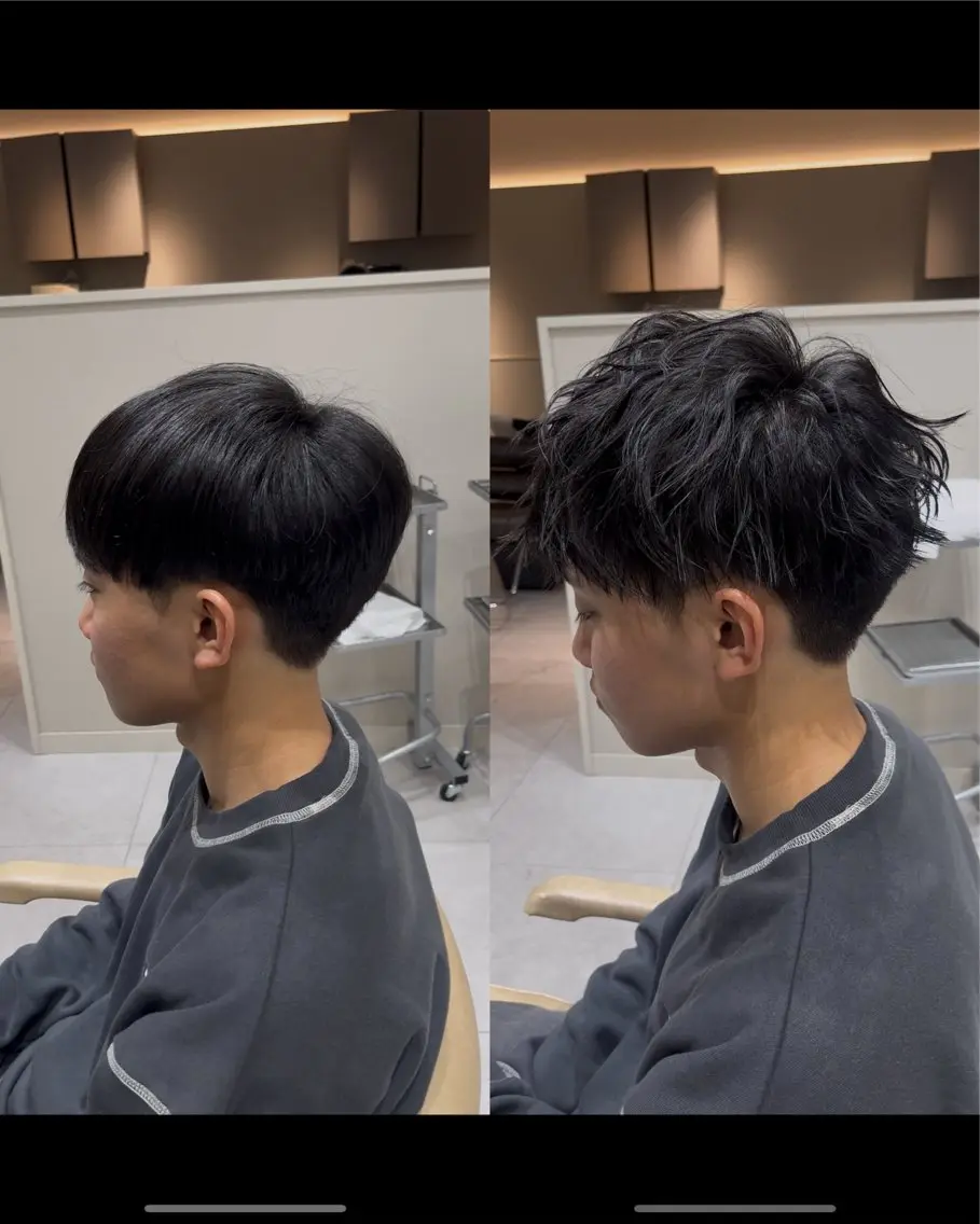 メンズ マッシュ カット トリートメント Ken 曲がる縮毛矯正/韓国のヘアスタイル