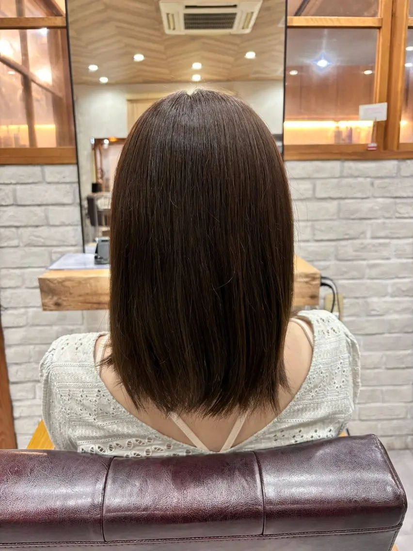 カラー ブリーチ ブリーチなしカラー オリーブカラー littlelink Mikuのヘアスタイル