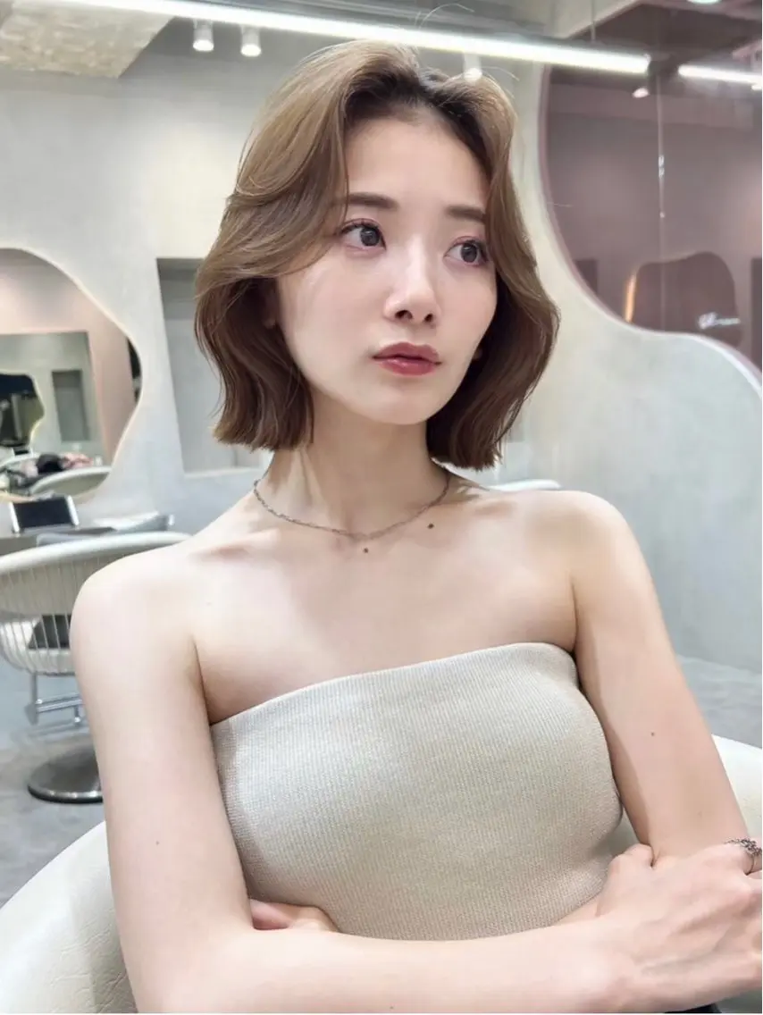 ショート カラー ボブ 髪質改善 韓国風ヘア レイヤーカット 縮毛矯正 カット ヘアカラー トリートメント ミディアム/ボブ/ レイヤー/大和田拓夢のヘアスタイル